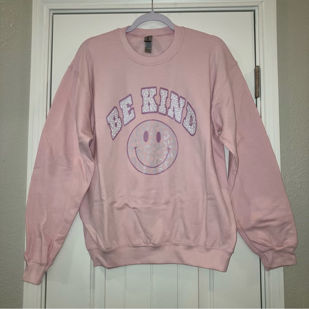 NEW Pink Smiley “BE KIND” Sweatshirt